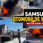 Samsun Toybelen Sanayi'de Otomobil Yangını
