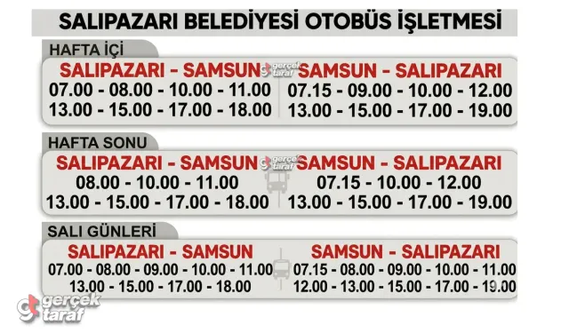 Salıpazarı Samsun Otobüs Kalkış Hareket Saatleri