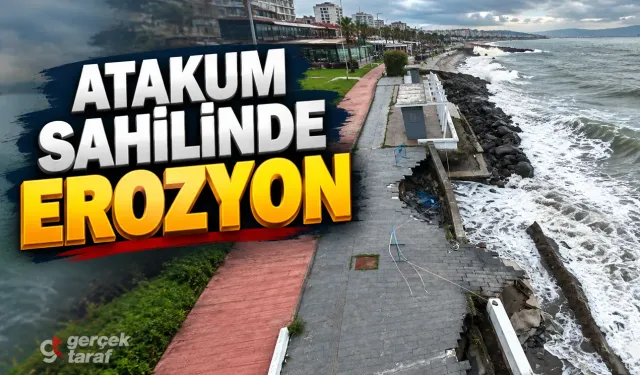 Samsun Atakum sahilinde yürüyüş yolu çöktü