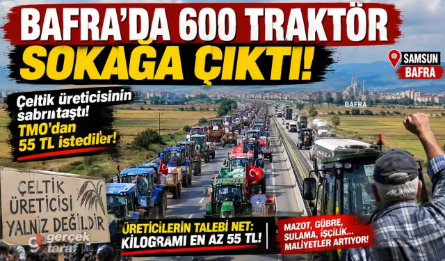 Bafra’da Çeltik Üreticileri 600 Traktörle Sokağa Çıktı