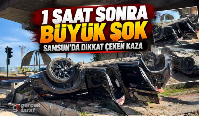 Noterden çıktı, bir saat sonra otomobili refüjde ters döndü