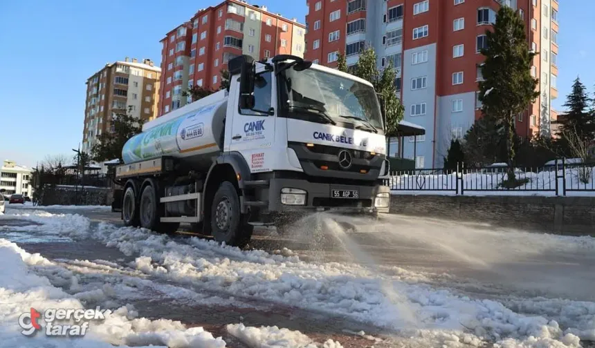 Samsun Canik’te Solüsyon ve Tuzlama Çalışmaları Hız Kazandı