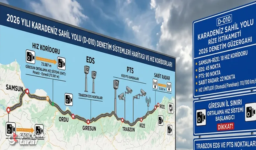 Samsun’dan Rize’ye Araçla Gitmek Kaç Adet EDS Hız Koridoru Radarına Girer?