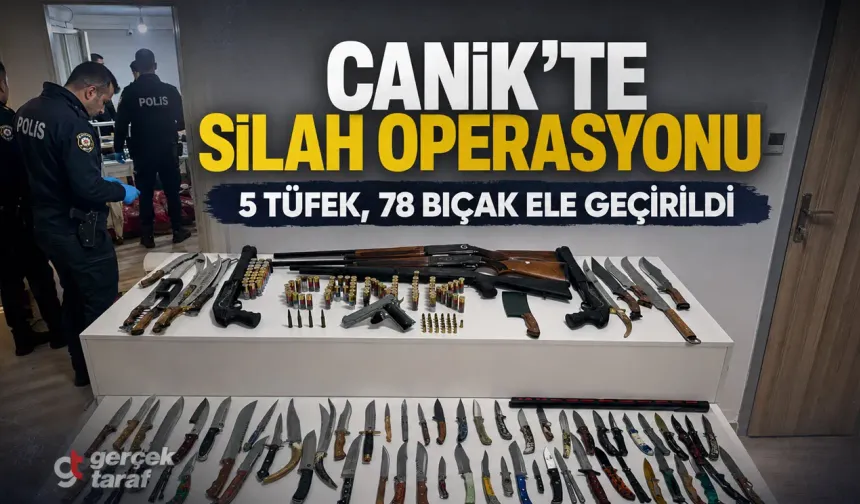Canik’te Bir Evden 5 Ruhsatsız Tüfek ve 78 Bıçak Çıktı