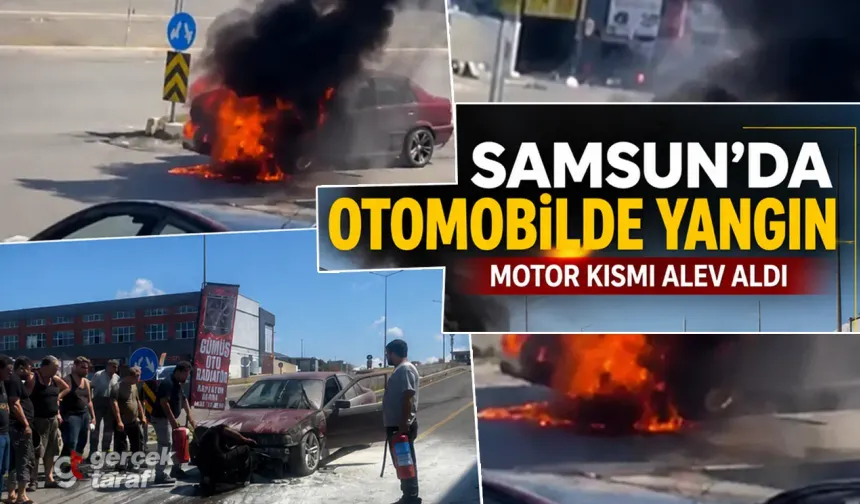 Samsun Toybelen Sanayi'de Otomobil Yangını