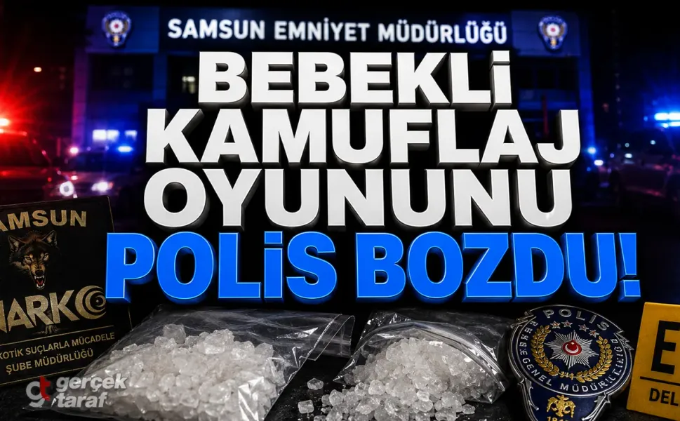 Samsun'da 7 Aylık Bebekle Aile Süsü Veren Zehir Tacirlerine Narkotik Darbesi!