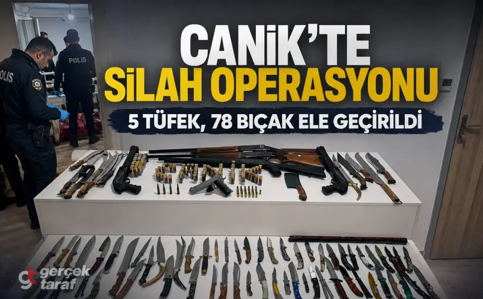 Canik’te Bir Evden 5 Ruhsatsız Tüfek ve 78 Bıçak Çıktı