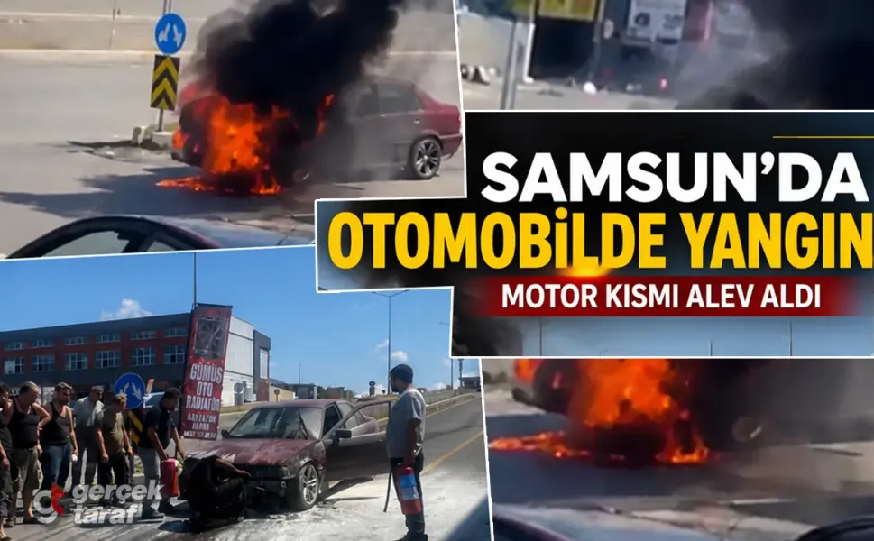 Samsun Toybelen Sanayi'de Otomobil Yangını