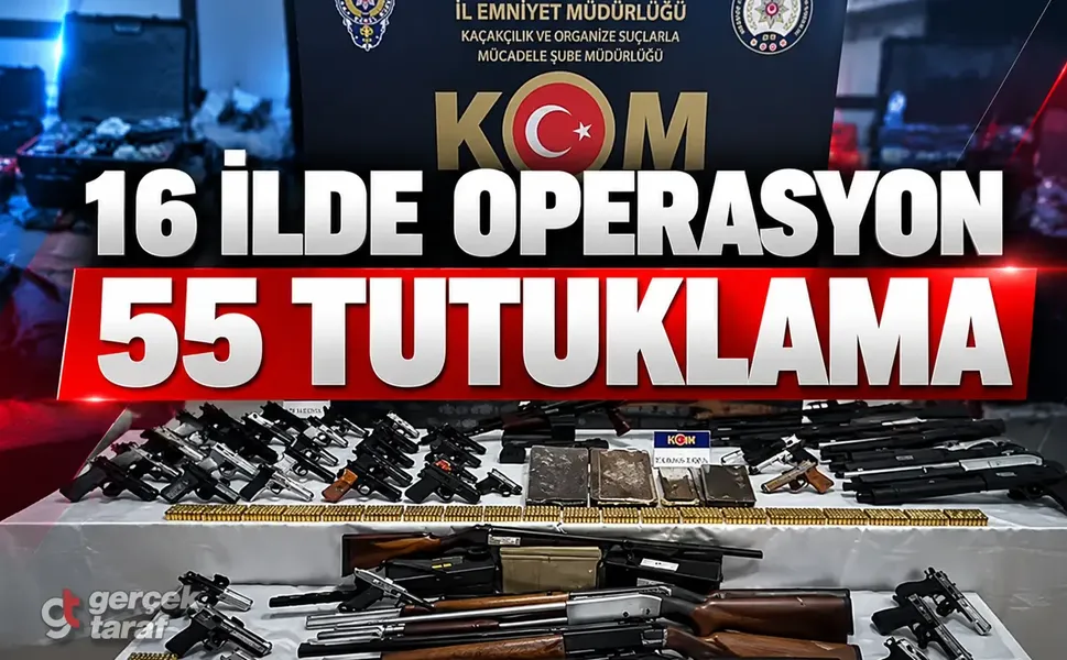 16 ilde organize suç operasyonu: 55 tutuklama, 226 silah