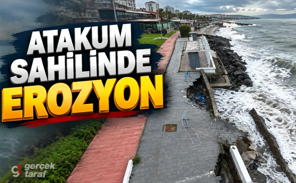 Samsun Atakum sahilinde yürüyüş yolu çöktü