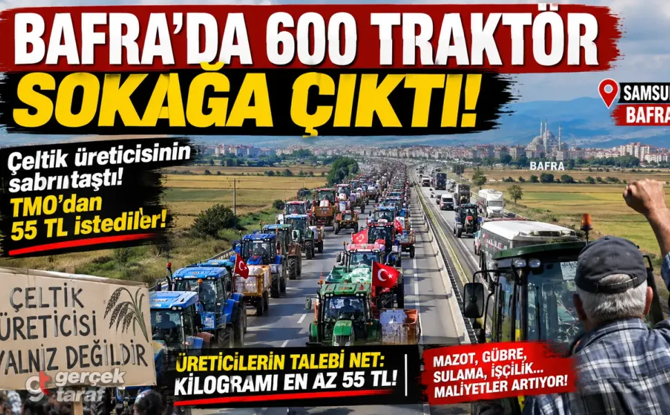 Bafra’da Çeltik Üreticileri 600 Traktörle Sokağa Çıktı