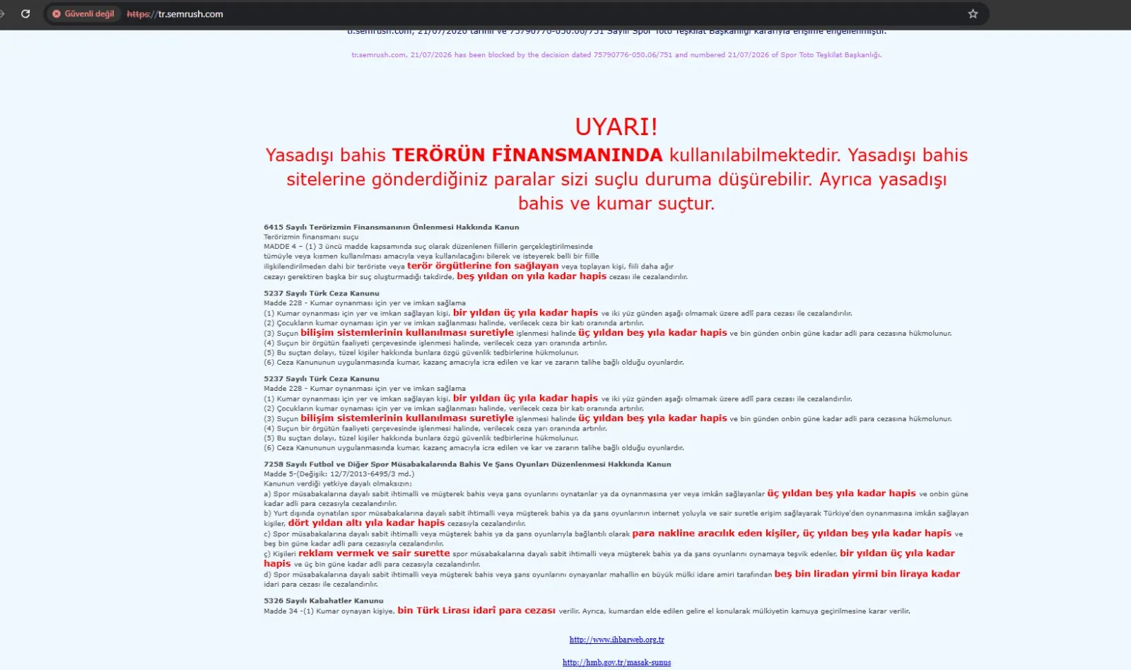 Trsemrush Erişim Engeli