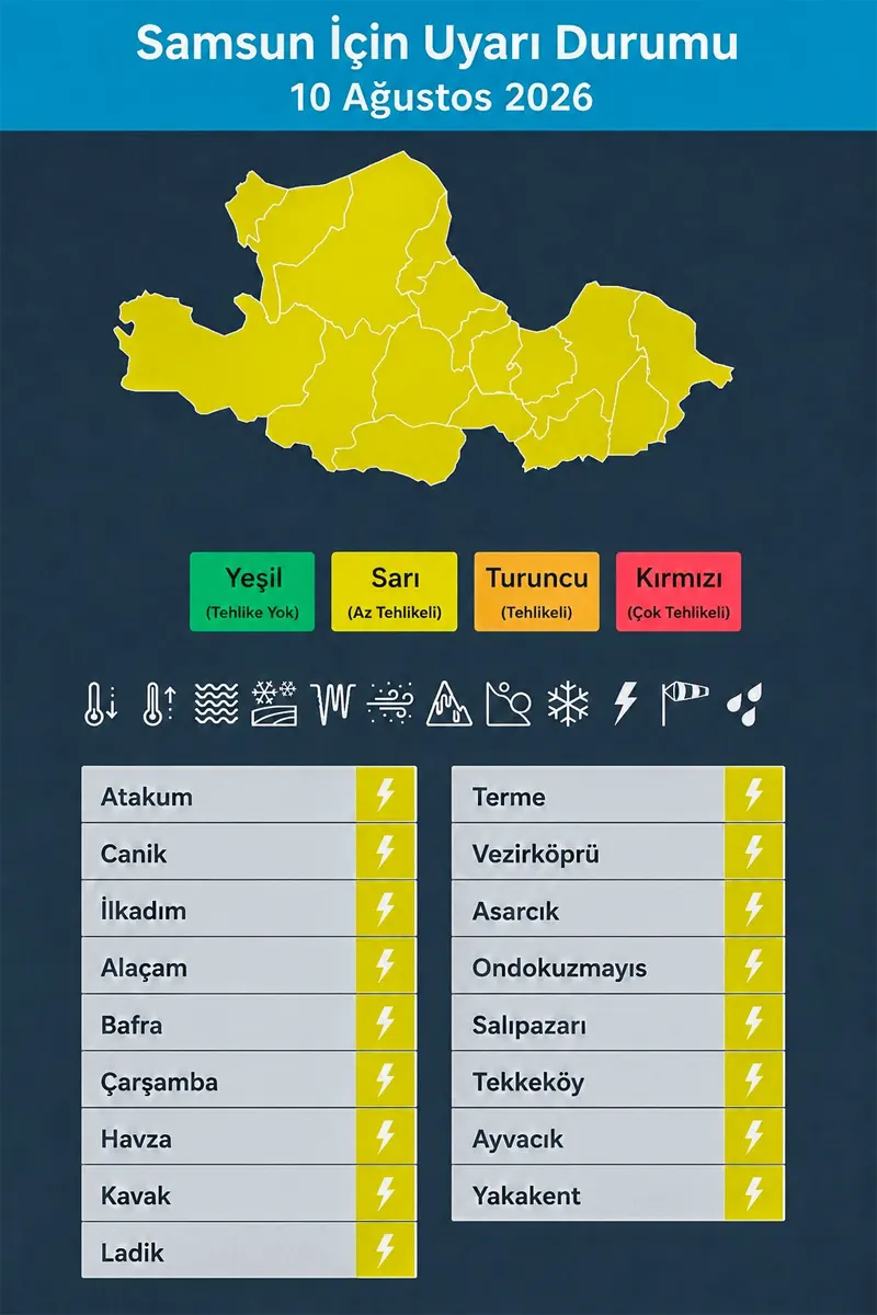 Samsun Yıldırım Yağmur Uyarısı