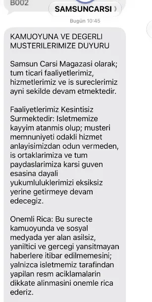 Samsun Çarşı Sms